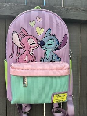 Loungefly Pastel Stitch & Angel Kids Backpack - Lavender, Mint, Pink